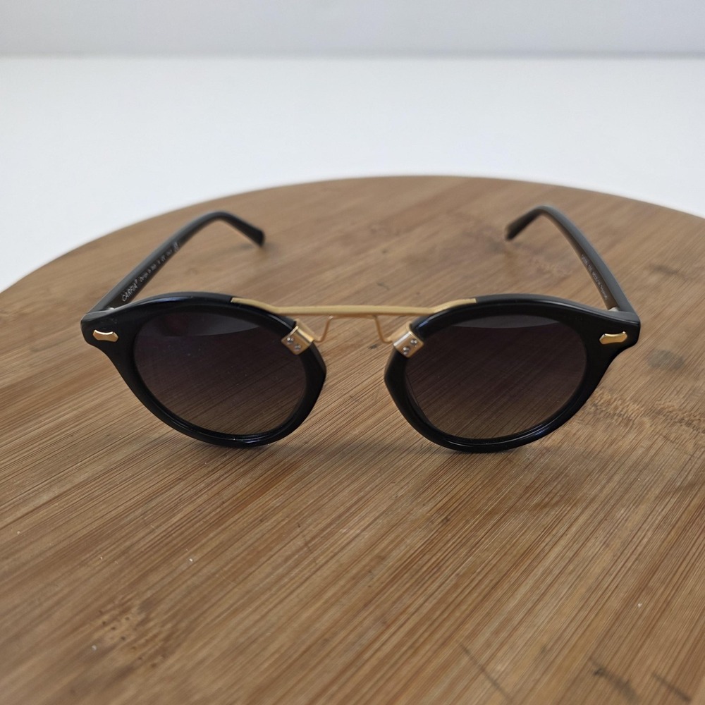 Carfia Sunglasses Mens 46-23-145 Black Gray Gradient Polarized Round CA5395